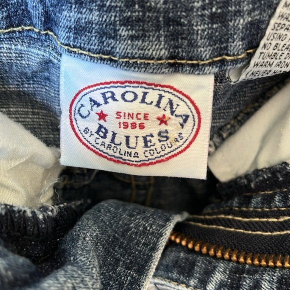 Carolina Blue Mini Denim Skirt / side zip with pockets Size 14 - Picture 2 of 7